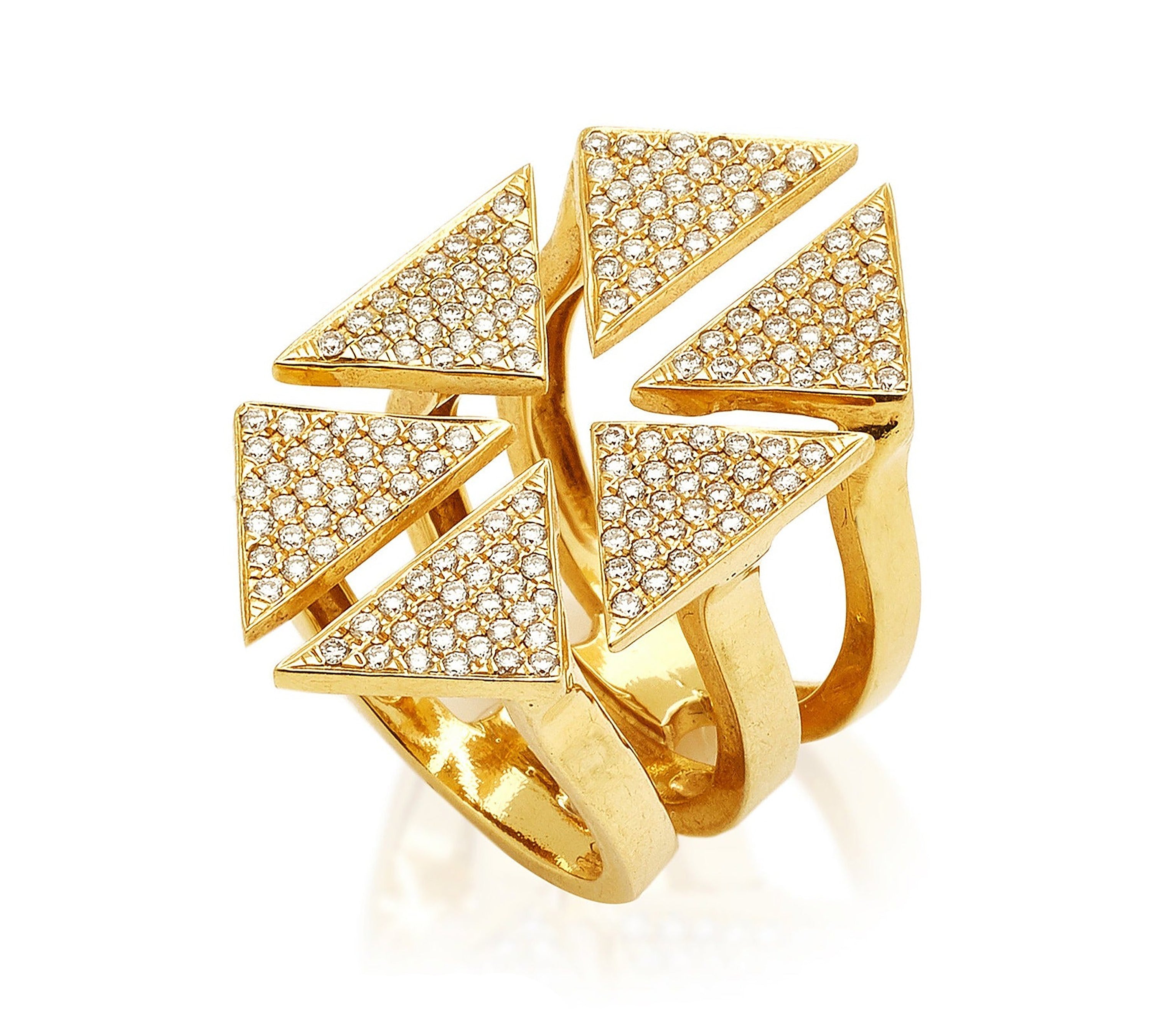 Full Pave Floating Triangle Ring Statement Ring Karma El-Khalil   