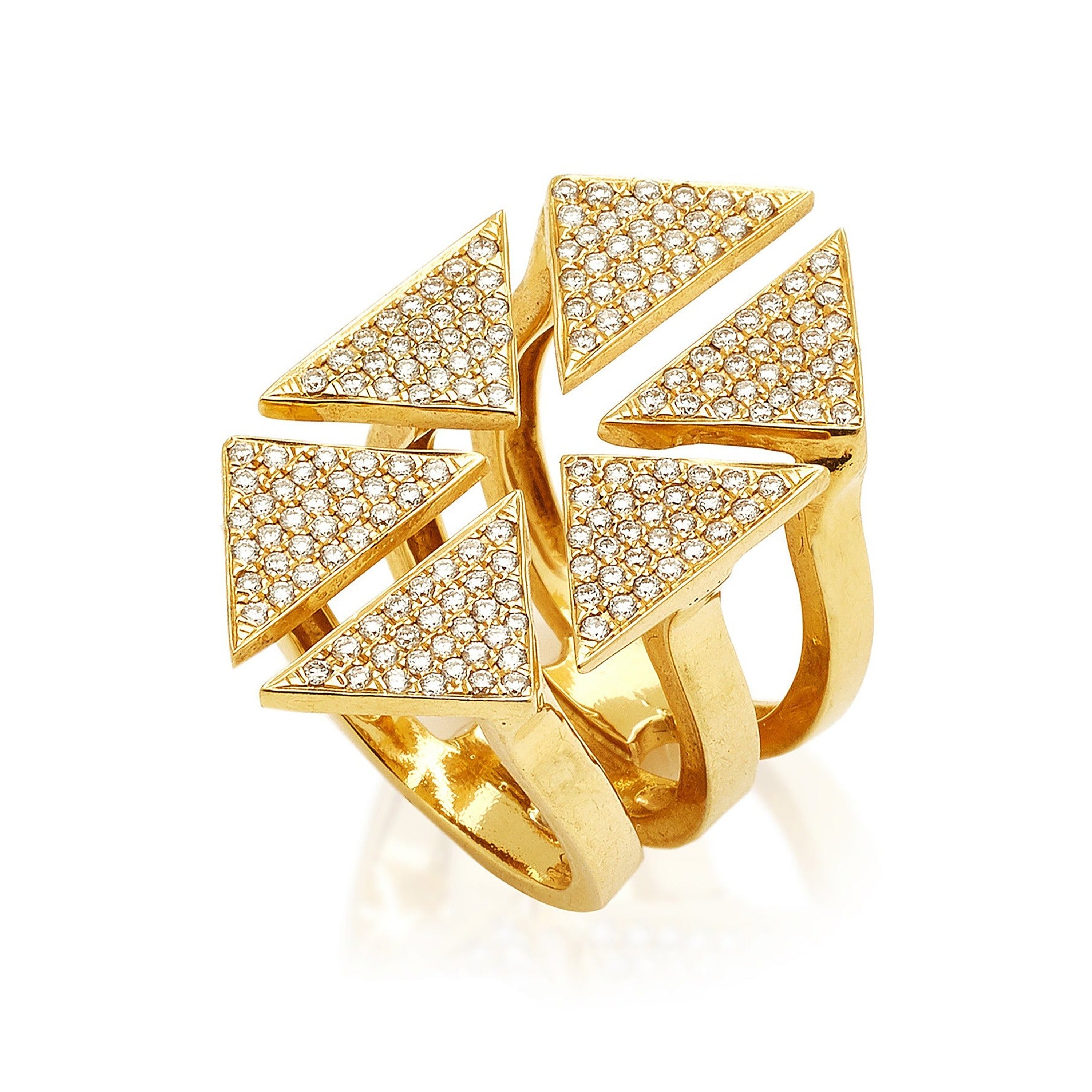 Full Pave Floating Triangle Ring Statement Ring Karma El-Khalil   