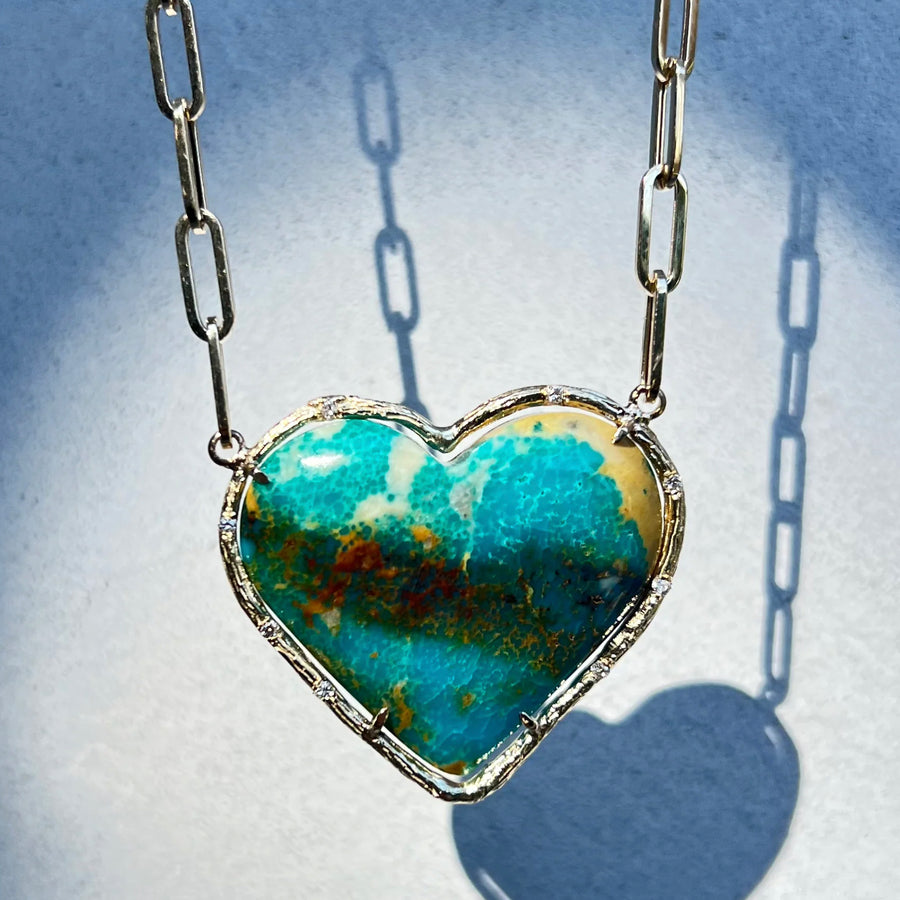 Turquoise Love Necklace, Kingman Heart Pendant Elisabeth Bell Jewelry   
