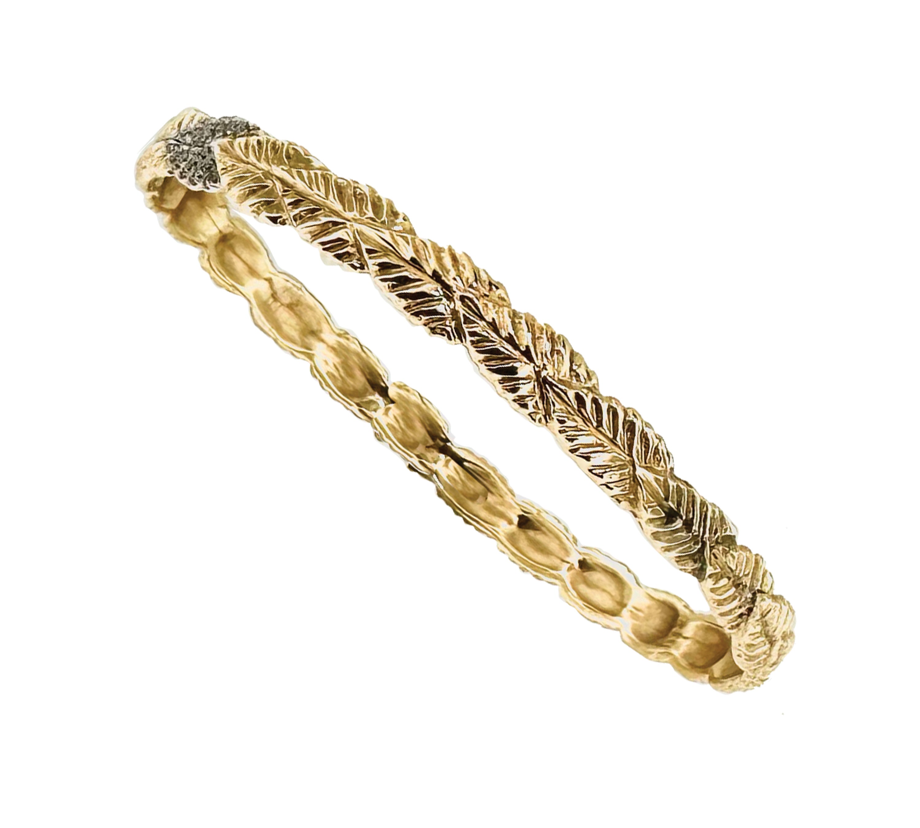 Vine Bangle with Diamonds Bangle Yakira Rona Yellow Gold