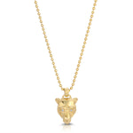 Lioness Charm Necklace with Diamond Eyes Charm Necklace MAE + LANG Yellow Gold 16 inch
