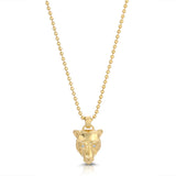 Lioness Charm Necklace with Diamond Eyes Charm Necklace MAE + LANG Yellow Gold 16 inch
