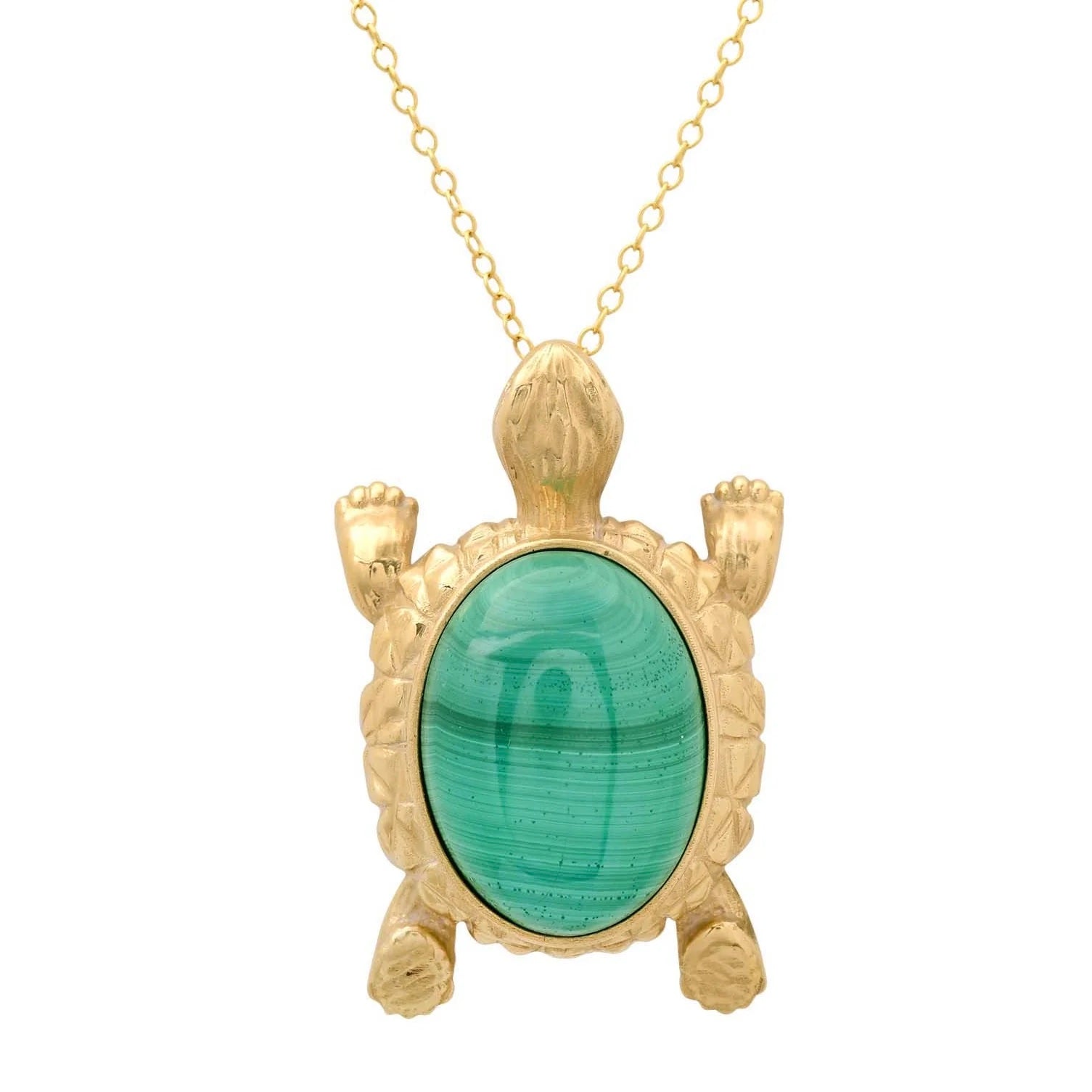 Turtle Necklace Pendant Elisabeth Bell Jewelry Malachite  