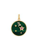Large Malachite Zodiac Necklace Pendant Helena Rose Jewelry Capricorn - Ambitious and Wise  