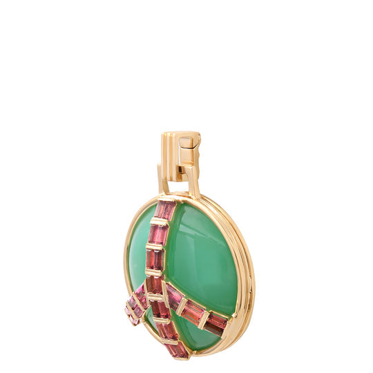 Midsize Peace Necklace in Chrysoprase and Pink Tourmaline Pendant Helena Rose Jewelry   