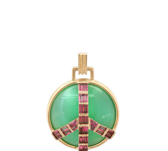 Midsize Peace Necklace in Chrysoprase and Pink Tourmaline Pendant Helena Rose Jewelry No Chain  