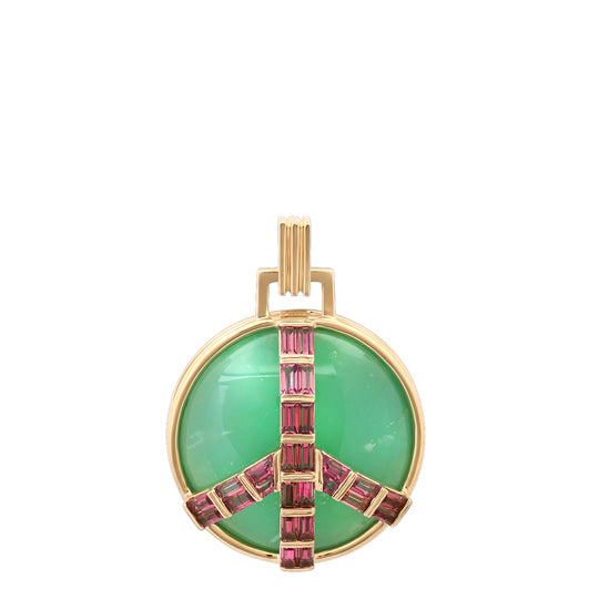 Midsize Peace Necklace in Chrysoprase and Pink Tourmaline Pendant Helena Rose Jewelry No Chain  