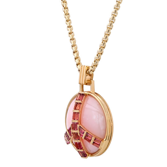 Midsize Peace Pendant in Pink Opal and Pink Tourmaline Pendant Helena Rose Jewelry   