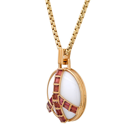 Midsize Peace Pendant in White Onyx and Pink Tourmaline Pendant Helena Rose Jewelry   