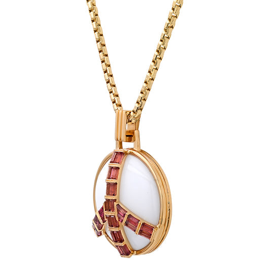 Midsize Peace Pendant in White Onyx and Pink Tourmaline Pendant Helena Rose Jewelry   