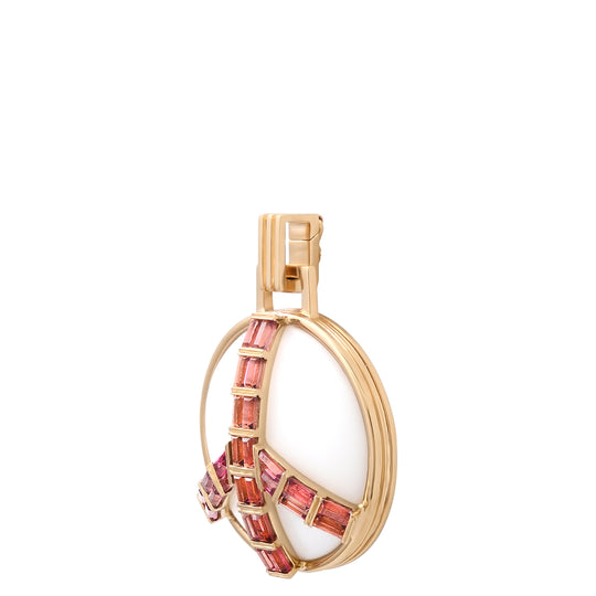 Midsize Peace Pendant in White Onyx and Pink Tourmaline Pendant Helena Rose Jewelry   