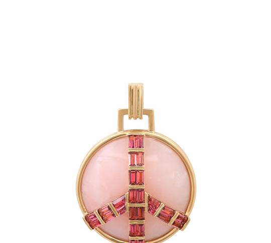 Midsize Peace Pendant in Pink Opal and Pink Tourmaline Pendant Helena Rose Jewelry No Chain  