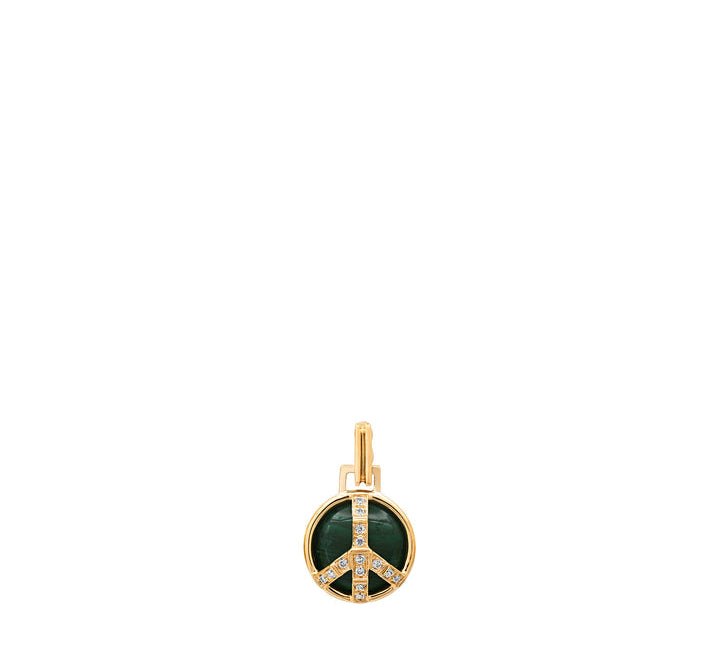 Mini Peace Sign Necklace in Malachite and Diamond Pendant Helena Rose Jewelry No Chain  