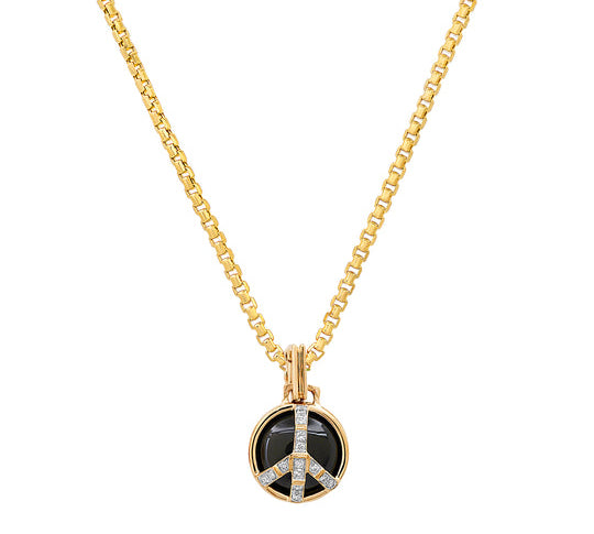 Mini Peace Necklace in Onyx and Diamond Pendant Helena Rose Jewelry 16" Chain  