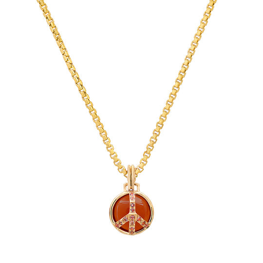 Mini Peace Pendant in Tigers Eye and Tourmaline Pendant Helena Rose Jewelry 16" Chain  