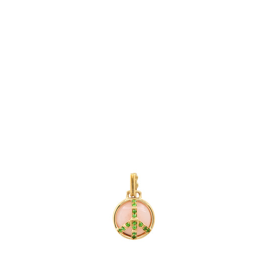Mini Peace Pendant in Pink Opal and Tsavorite Pendant Helena Rose Jewelry No Chain  