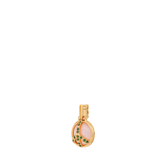 Mini Peace Pendant in Pink Opal and Tsavorite Pendant Helena Rose Jewelry   