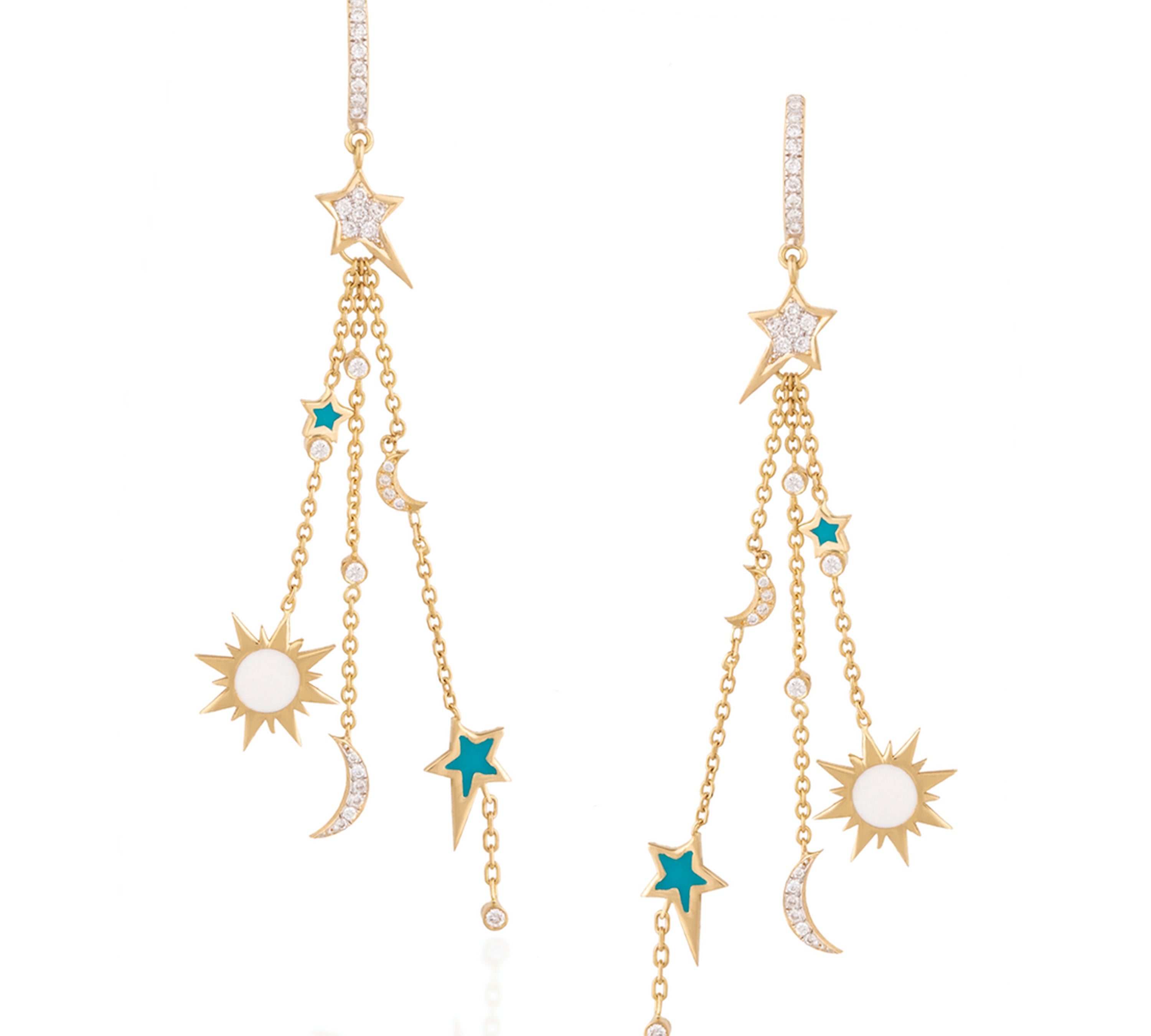 Moon, Star, & Sun Dangle Earrings Earrings Falamank   