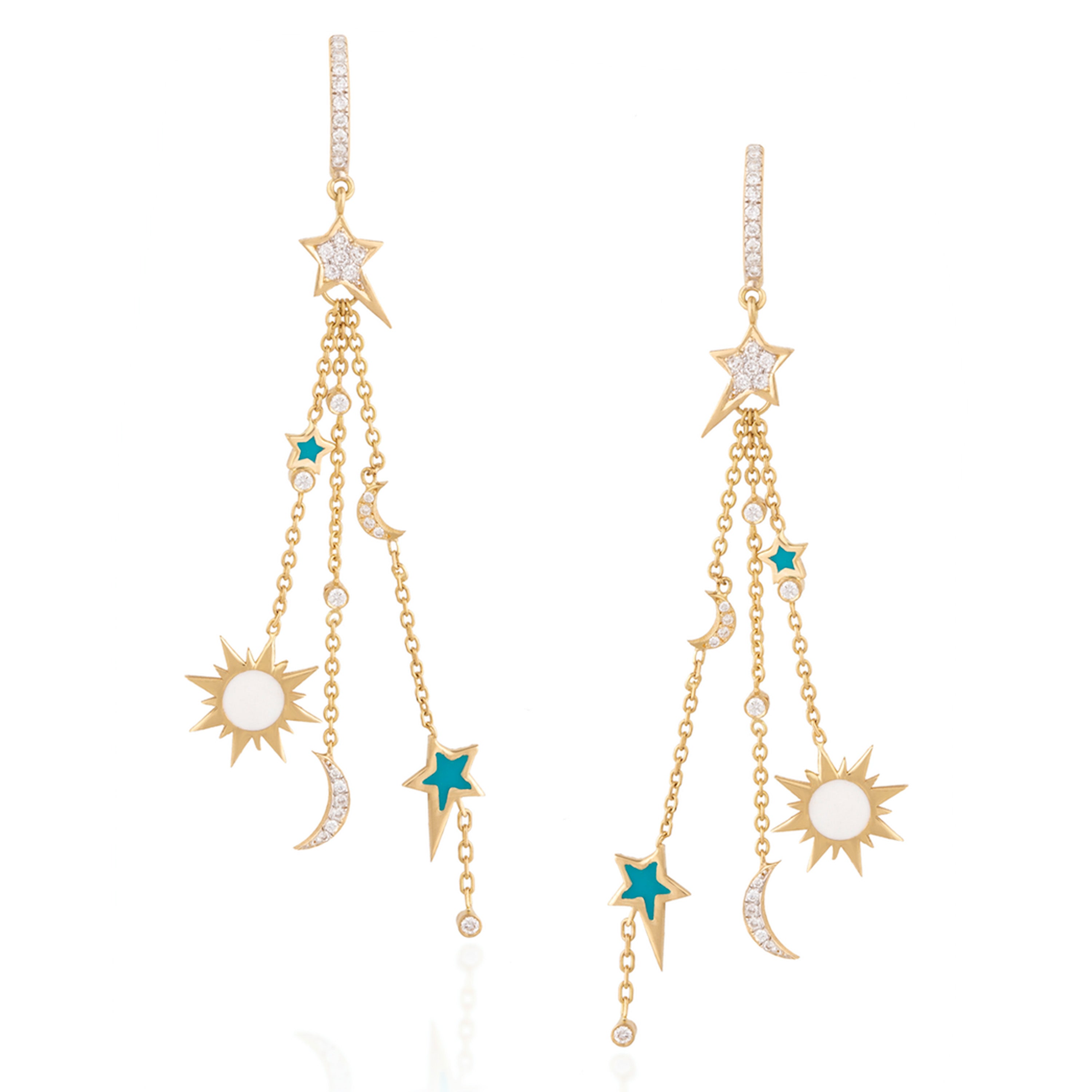 Moon, Star, & Sun Dangle Earrings Drop Earrings Falamank