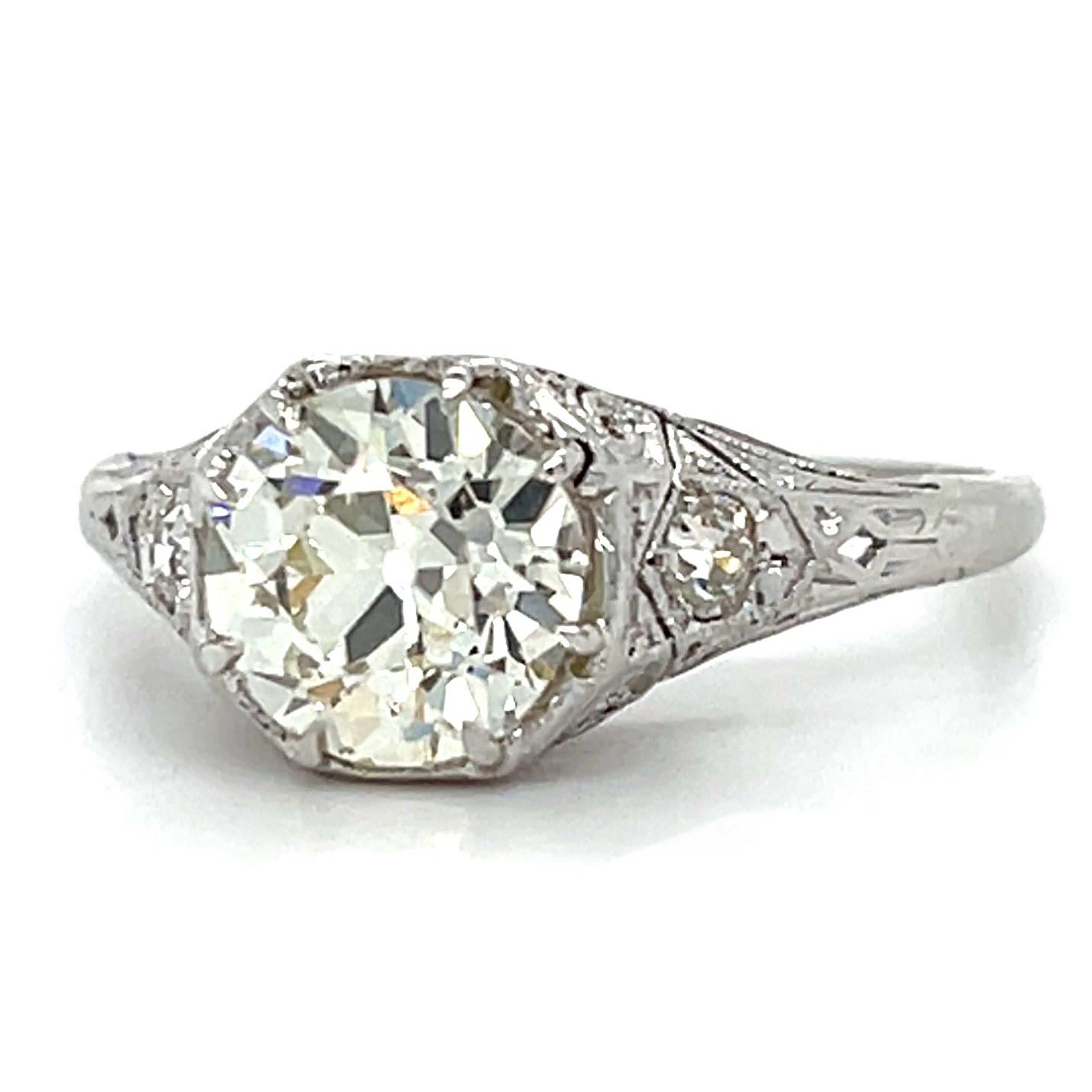 Old Euro Diamond Platinum Ring Cocktail Ring Roseark Vintage