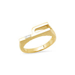 Textured Chunky Number Ring with Diamond Baguette Ring Helena Rose Jewelry 4  