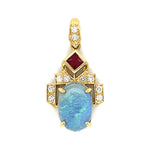 Opal Ruby Diamond Pendant Pendant Necklace Roseark Vintage