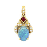 Opal Ruby Diamond Pendant Pendant Necklace Roseark Vintage
