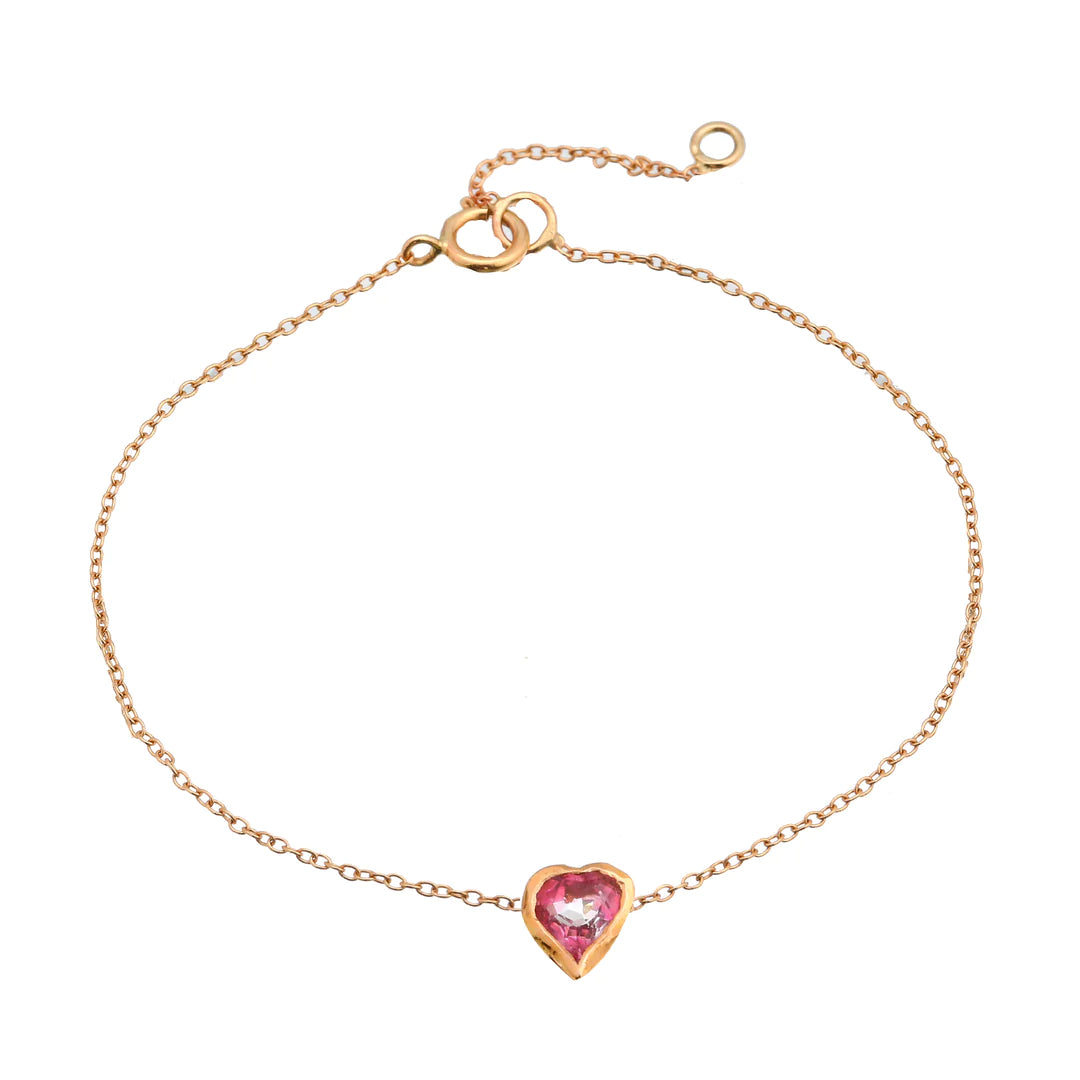 Topaz Heart Bracelet Chain Bracelet Jaine K Designs Pink Topaz  
