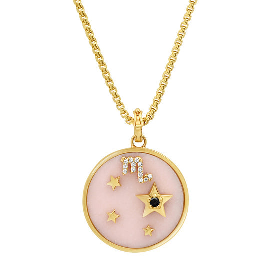 Large Pink Opal Zodiac Necklace  Helena Rose Estate   