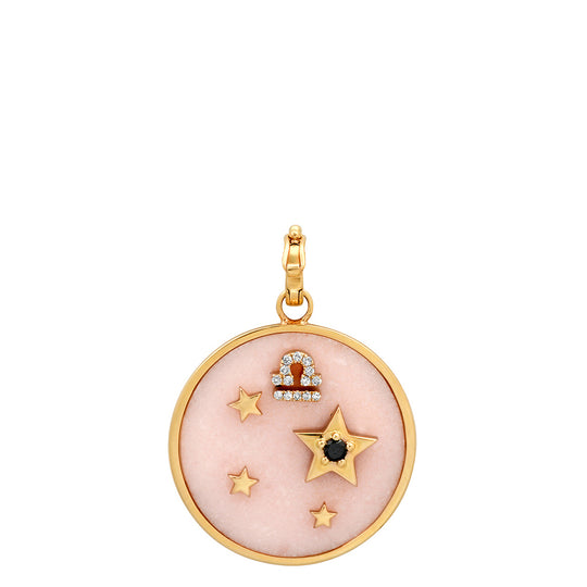 Large Pink Opal Zodiac Necklace Pendant Helena Rose Jewelry Libra - Adventurous and Gracious  