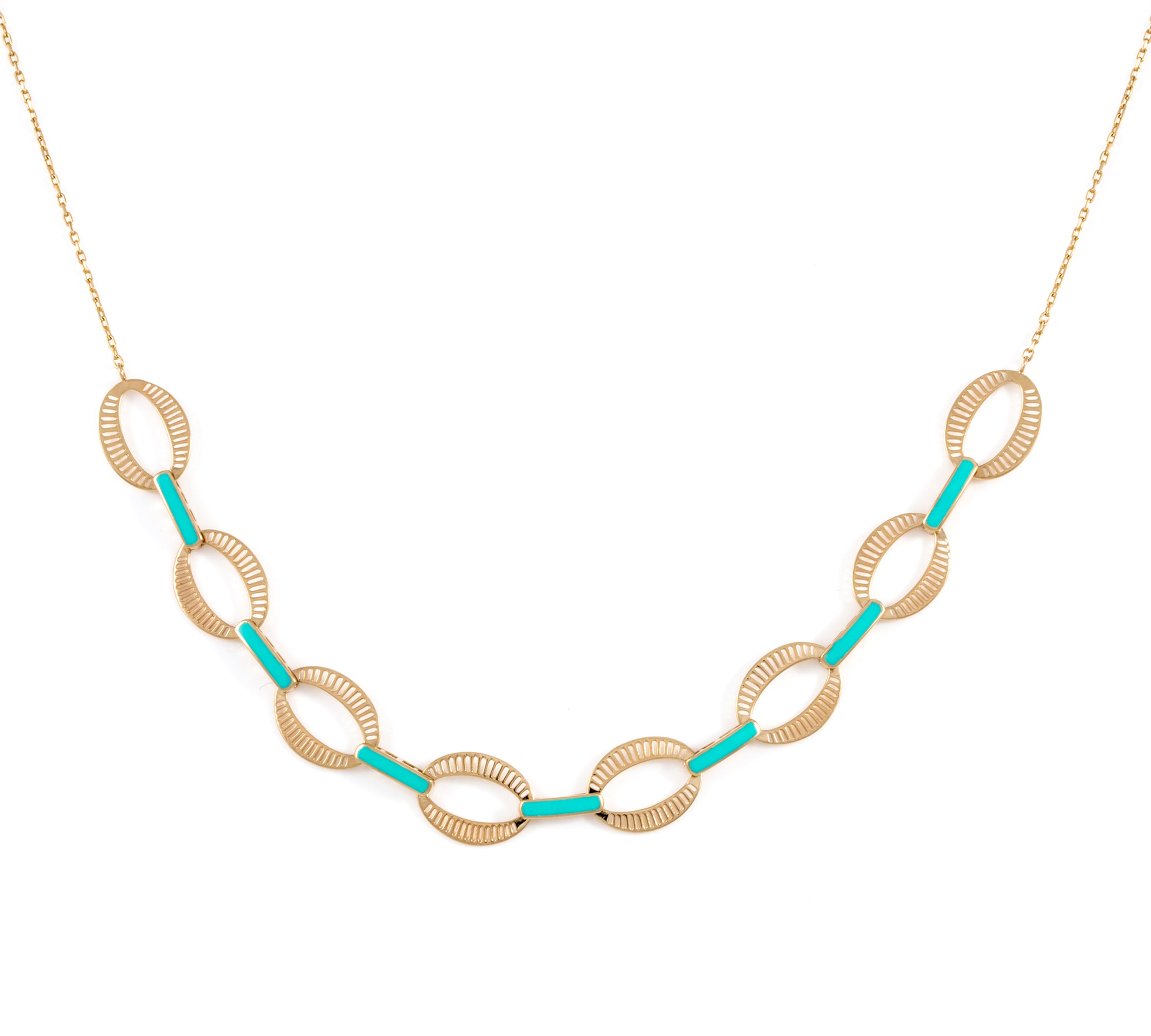 Chunky Enamel Chain Chain Necklace Latelier Nawbar Turquoise