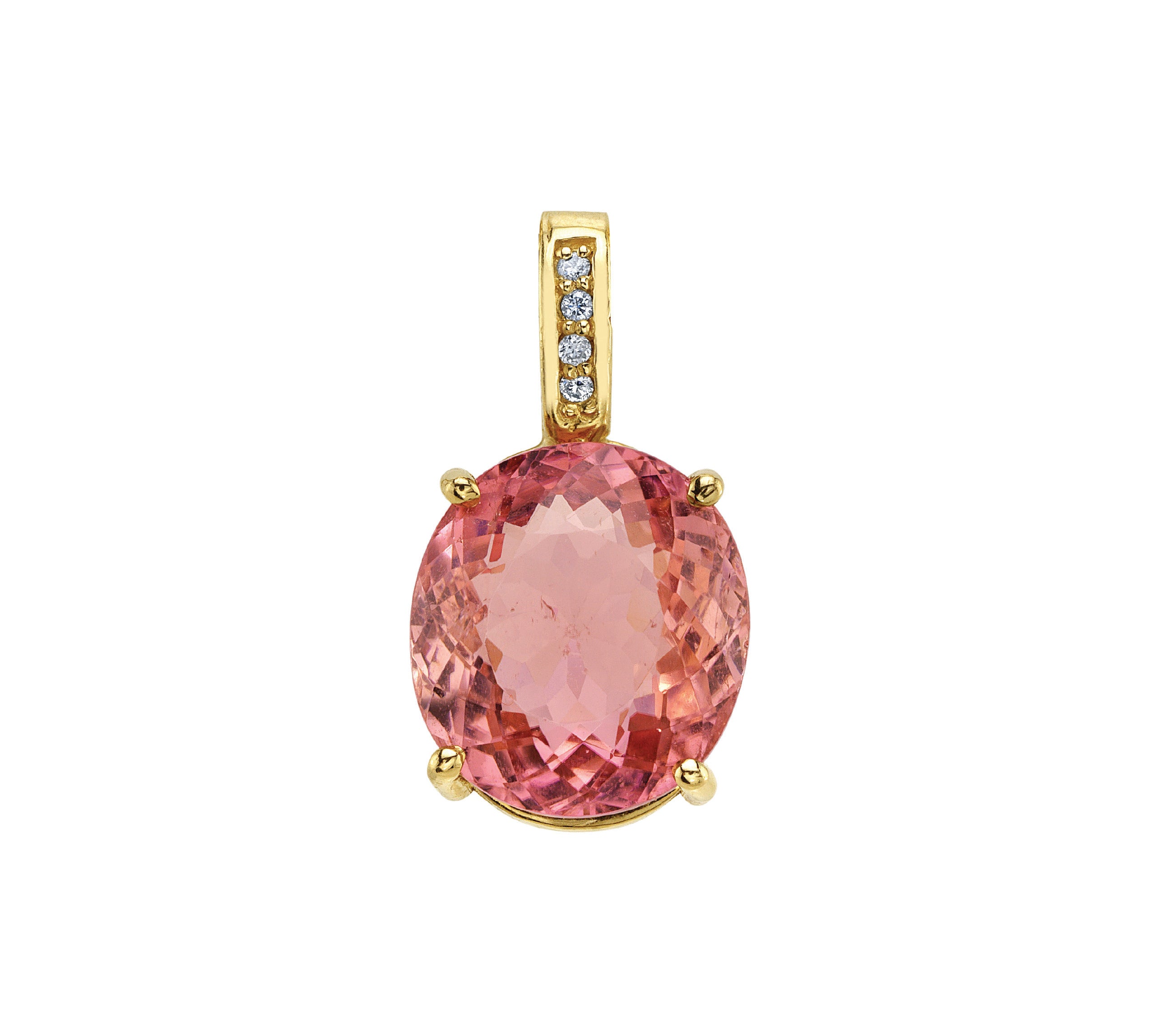 Pink Tourmaline Pendant with Diamond Bale Pendant Roseark Jewelry