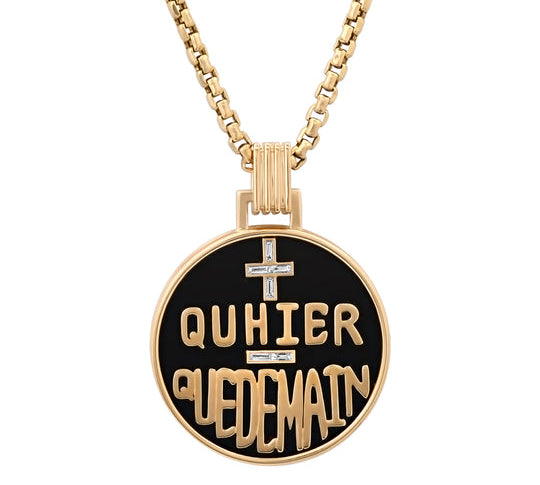 Qu'hier Que Demain Necklace in Onyx Pendant Helena Rose Jewelry 16" Chain  