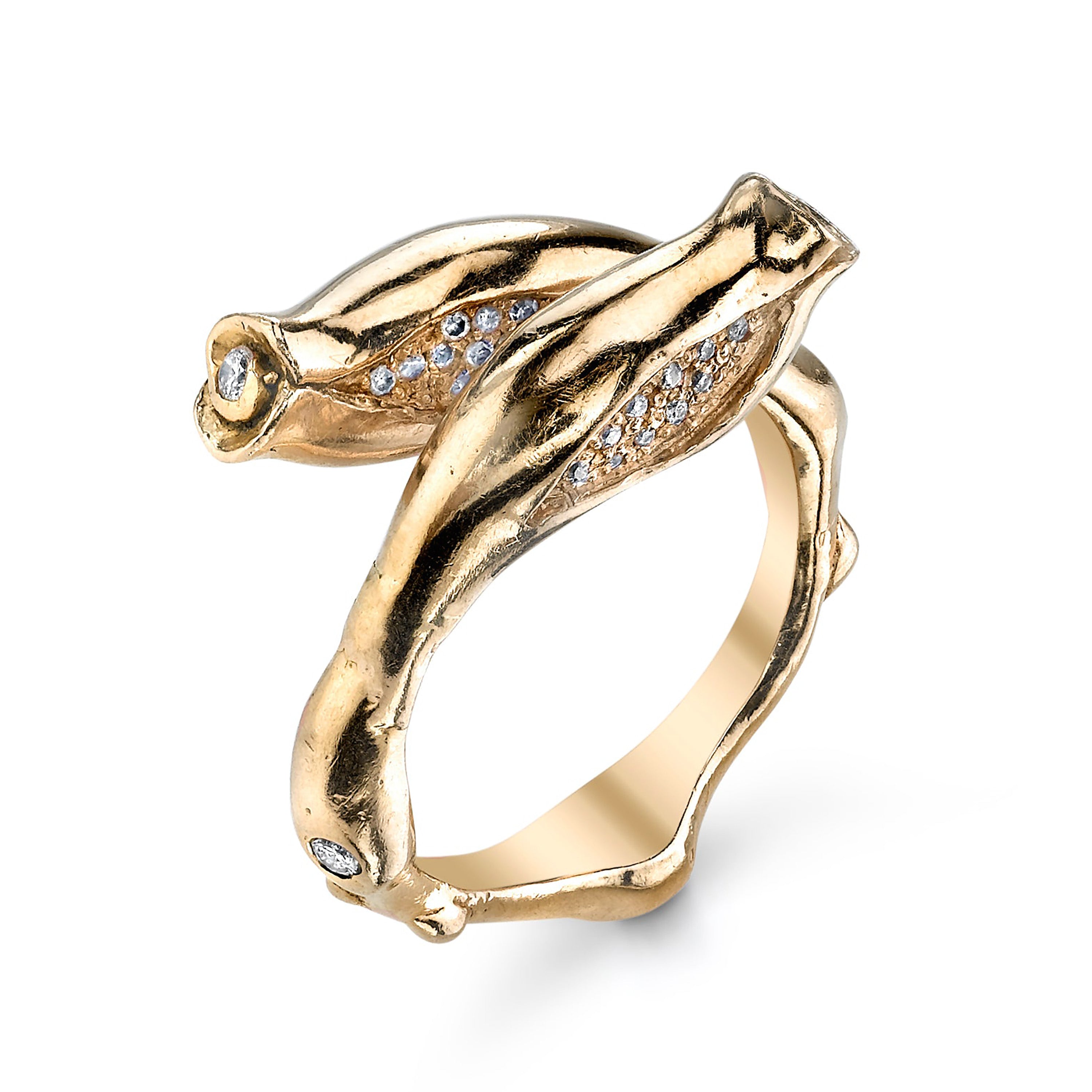 Mini Rosebud Ring with Diamonds Ring Roseark Yellow Gold 6