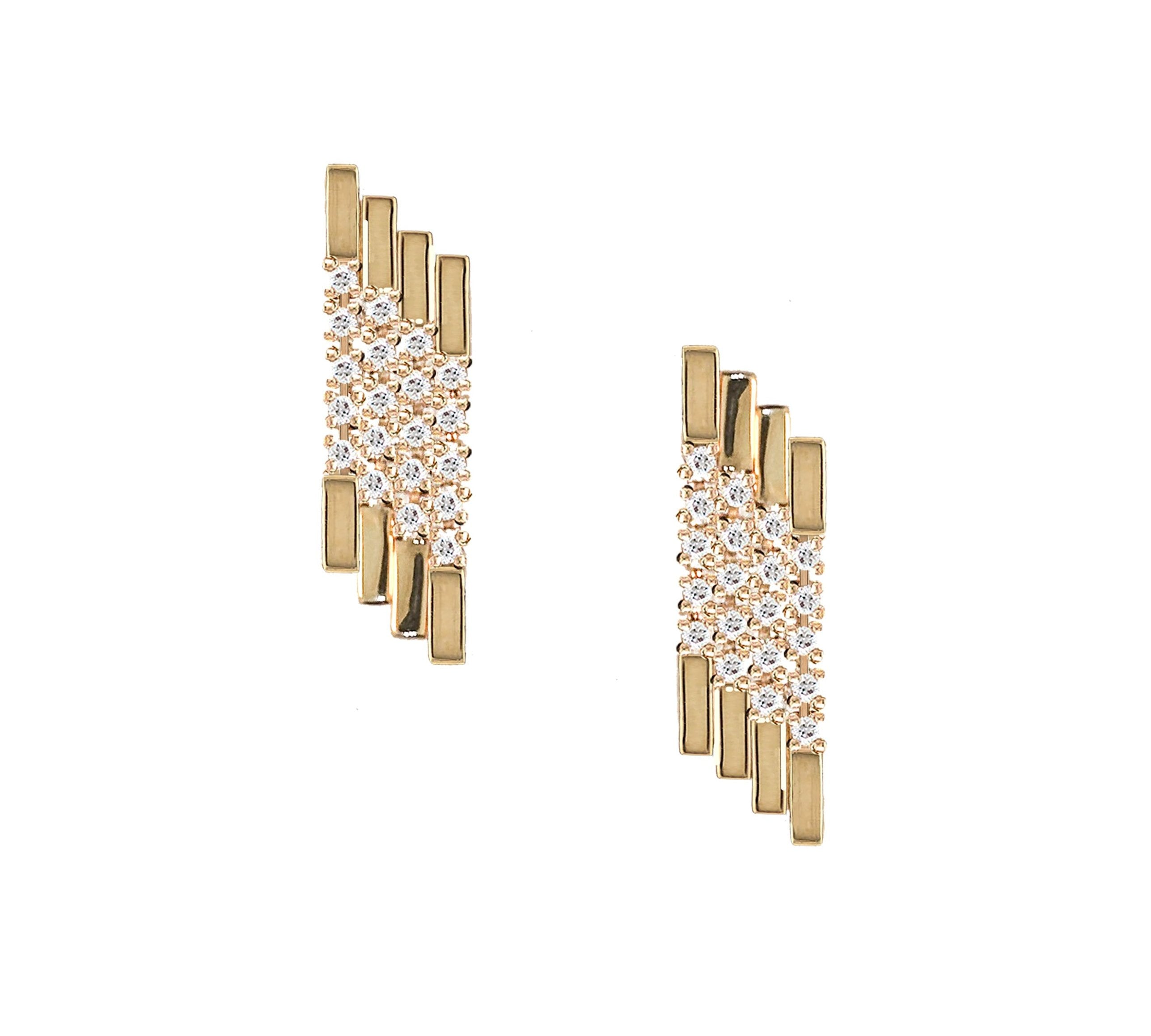 Diamond Fringe Studs Earrings Roseark Deux