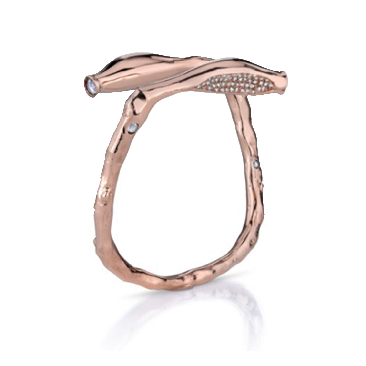 Rosebud Cuff with Diamonds Cuff Bracelet Roseark Jewelry Rose gold  