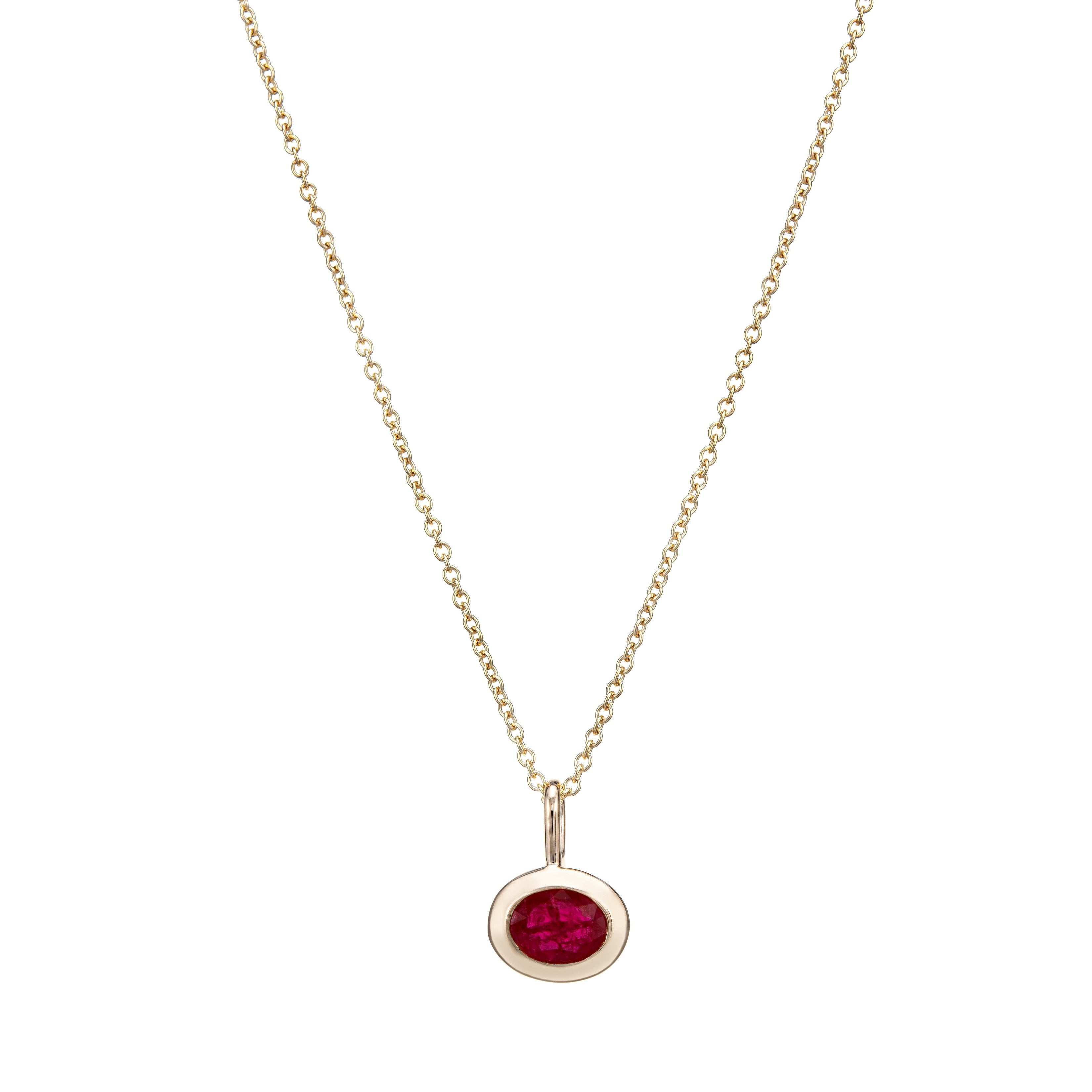 Oval Stone Pendant Necklace Charms Kathryn Bentley 16inch Ovalette Chain Necklace Ruby 