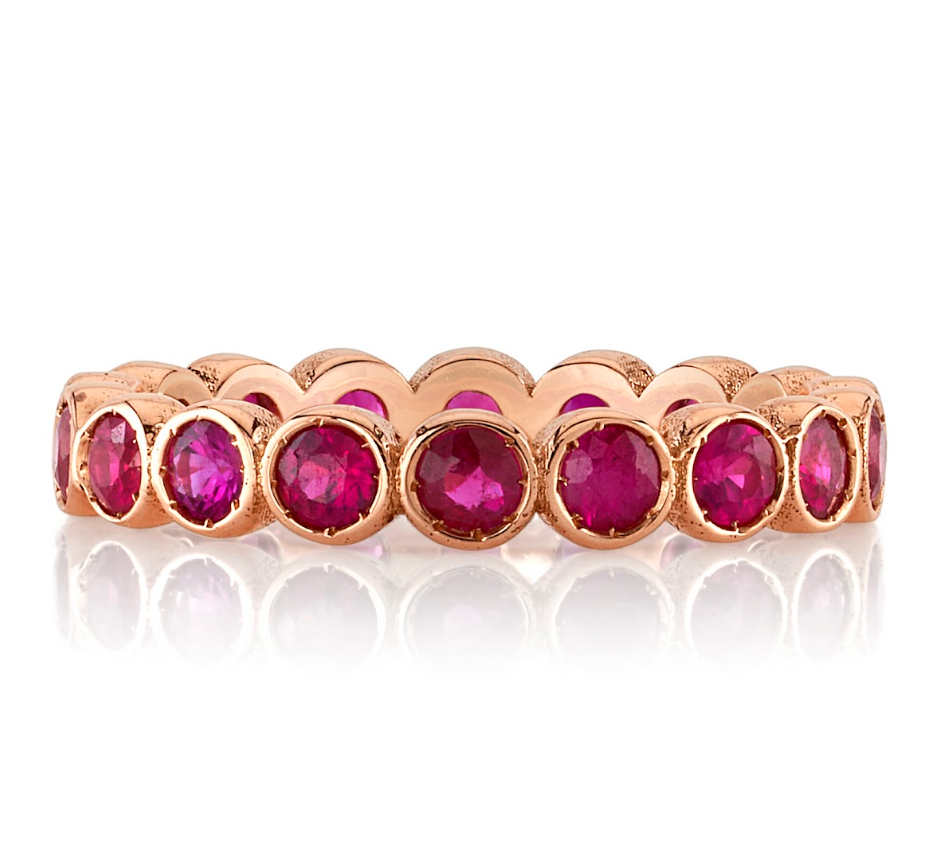 Stone Dot Ring Stack Ring Jagga Jewelry 6 Ruby + Rose Gold