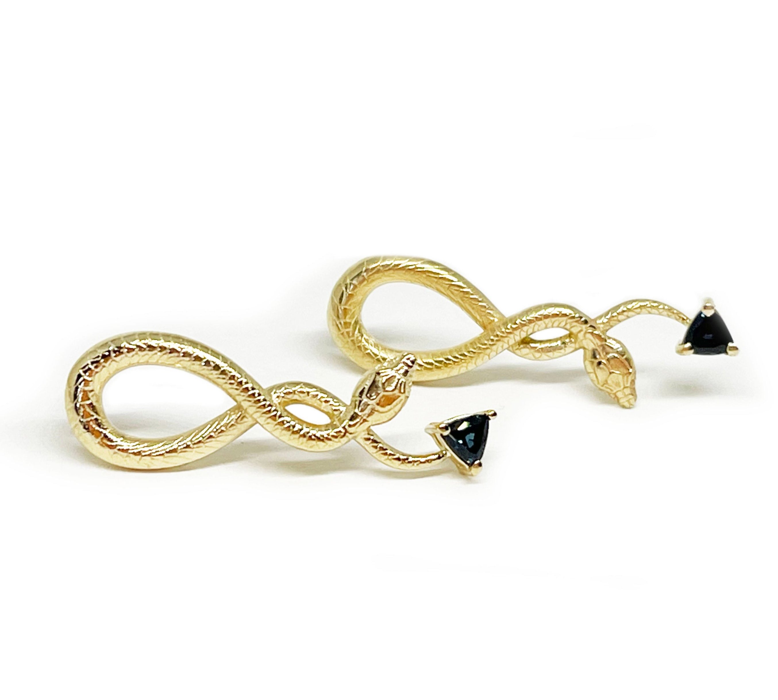 Sapphire Hanging Snake Earrings Statement Earrings Perez Bitan