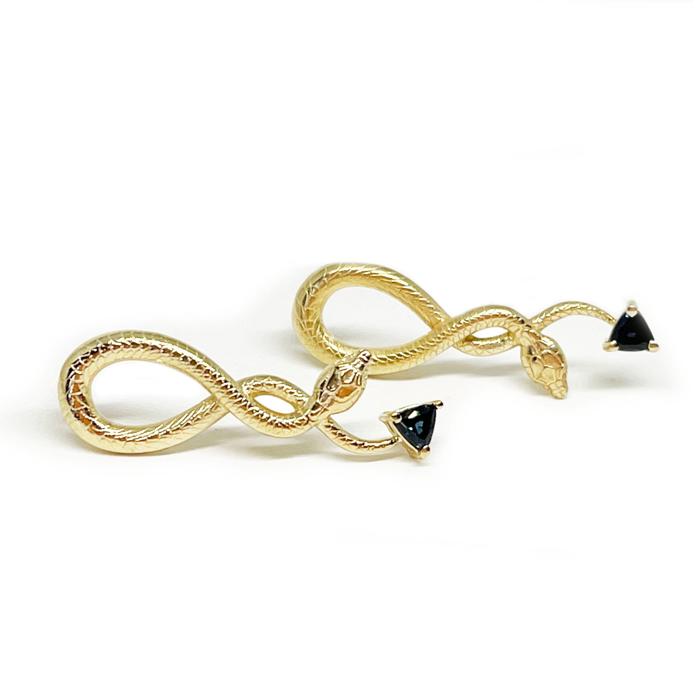 Sapphire Hanging Snake Earrings Drop Earrings Perez Bitan   