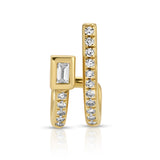 Baguette Diamond Pave Half-Hoop Hoops Earrings Roseark Deux Single Right  