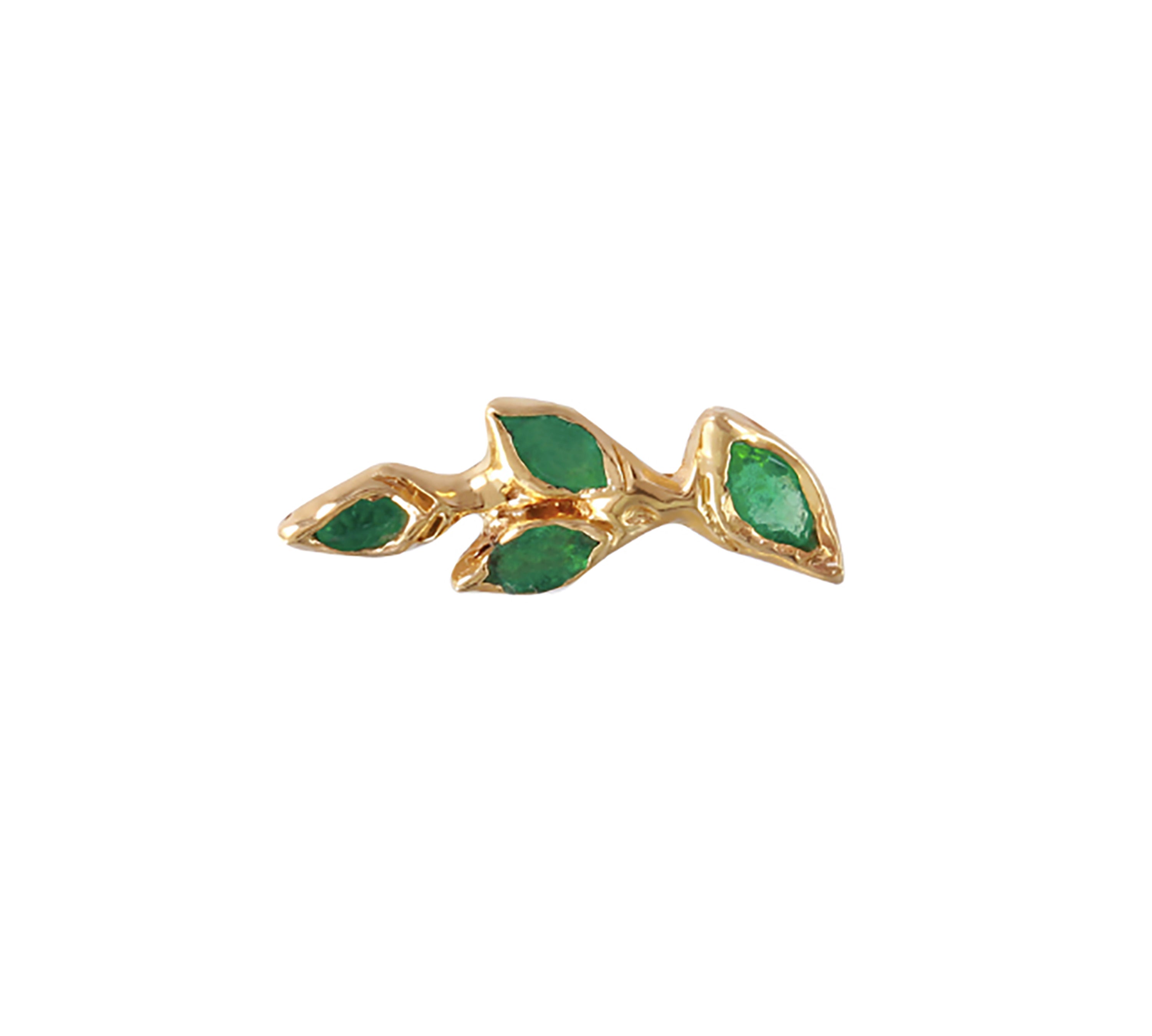 Four Leaf Emerald Ear Skimmer Stud Stud Earrings Jaine K Designs Single