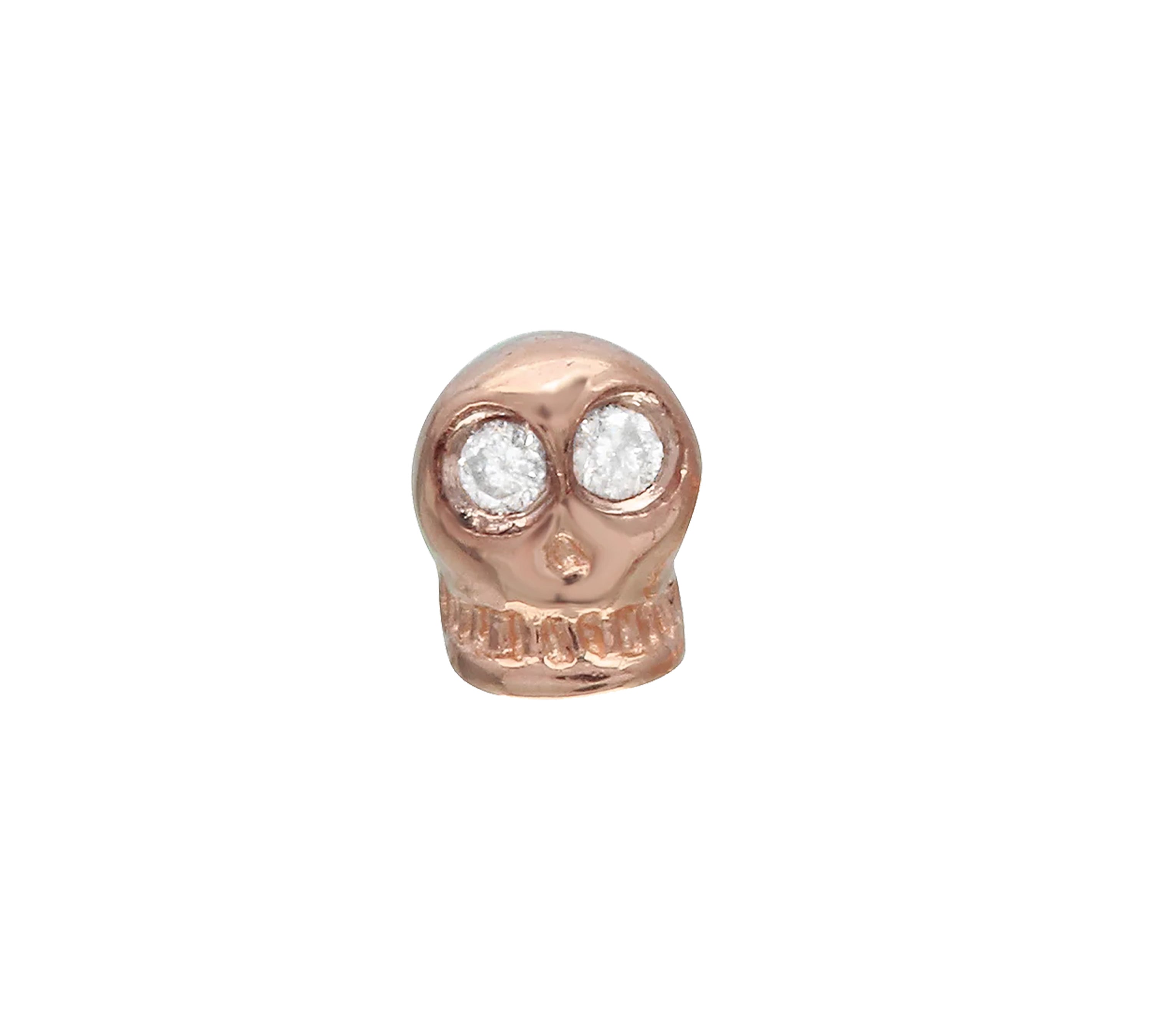 Tiny Skull Stud with Diamond Eyes Stud Earrings Jaine K Designs Single Rose gold