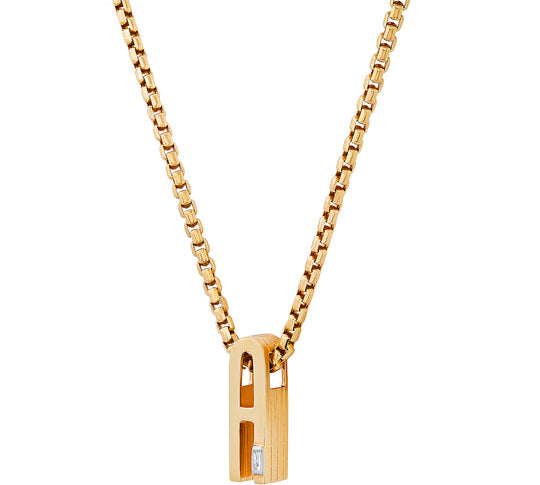 Slide-On Chunky Initial Necklace with Baguette Pendant Helena Rose Jewelry   