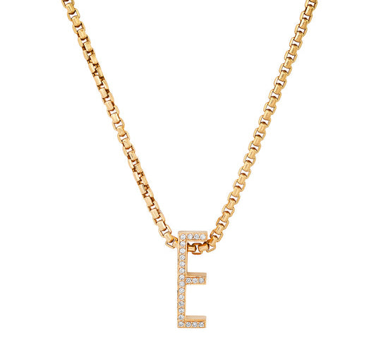 Slide-On Pavé Chunky Initial Necklace Pendant Helena Rose Jewelry 16 inch chain  