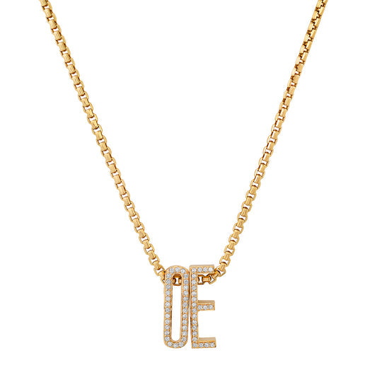 Slide On Pavé Chunky Initial Necklace Pendant Helena Rose Jewelry   