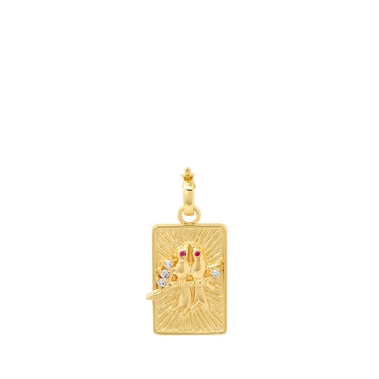 Small All Gold Lovebirds Necklace Pendant Helena Rose Jewelry No Chain  
