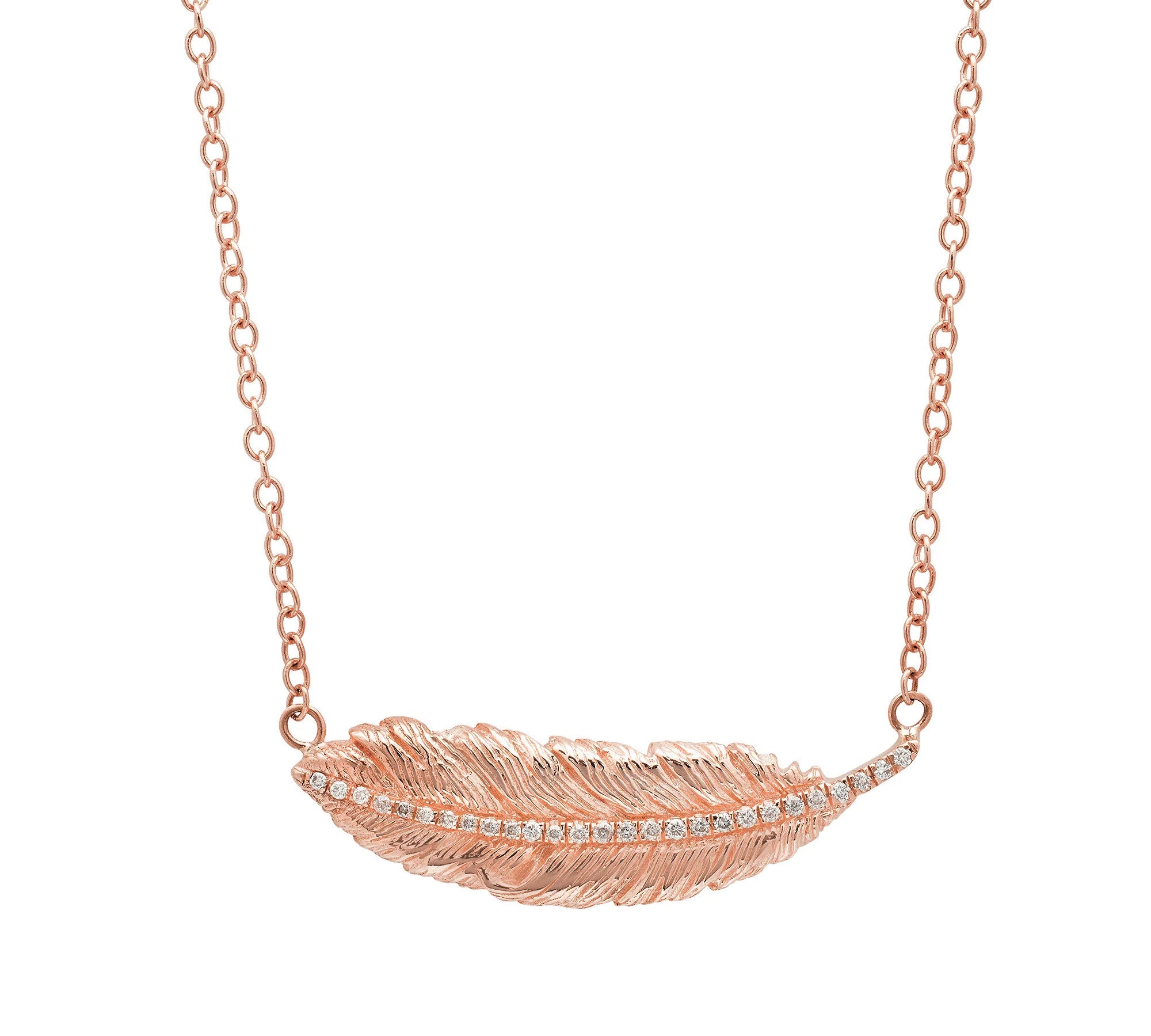 Small Feather Necklace Pendant Elisabeth Bell Jewelry Rose Gold  