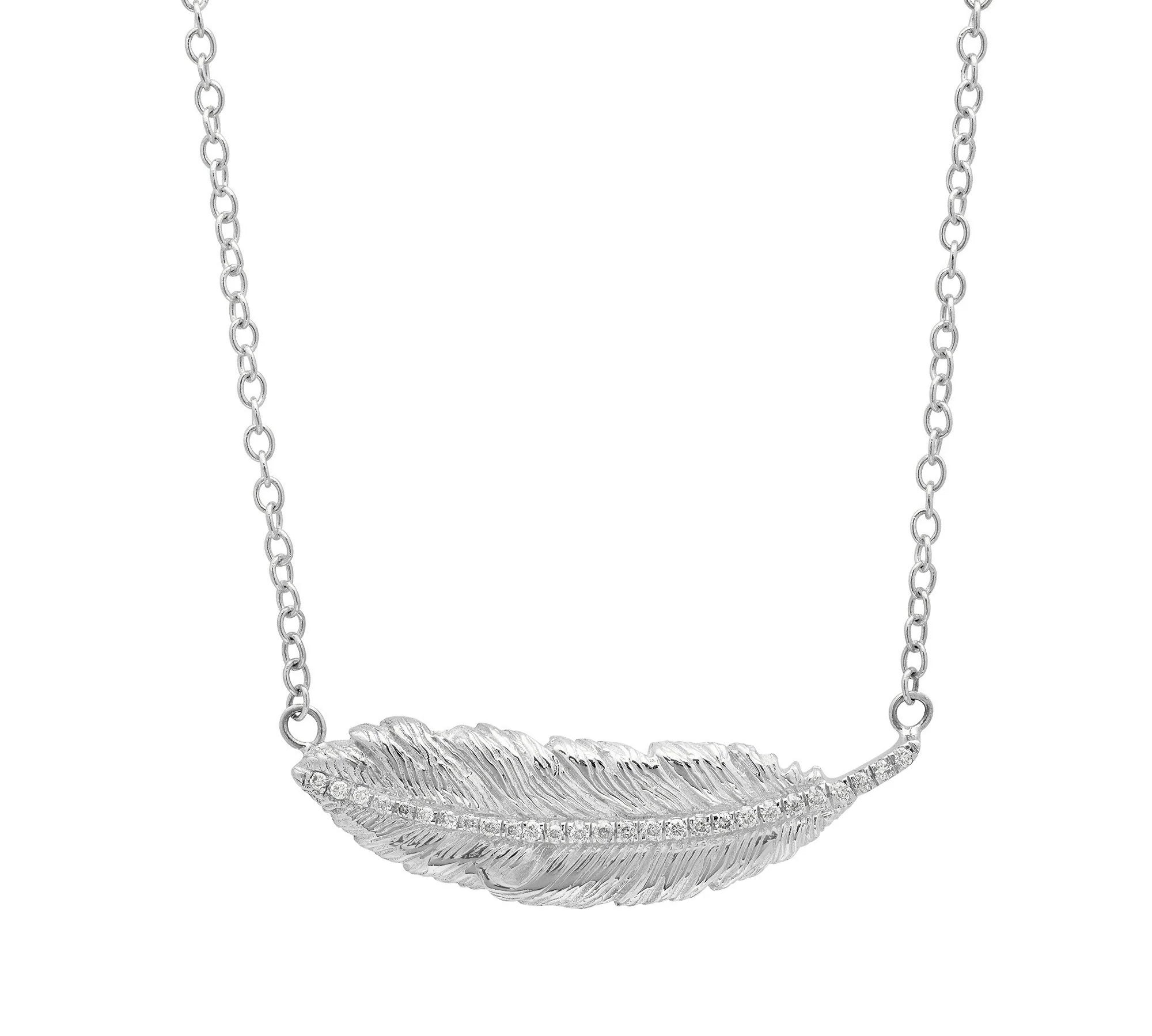 Small Feather Necklace Pendant Elisabeth Bell Jewelry White Gold  