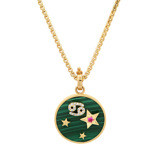 Small Malachite Zodiac Pendant Pendant Helena Rose Jewelry 16 Inch Chain  
